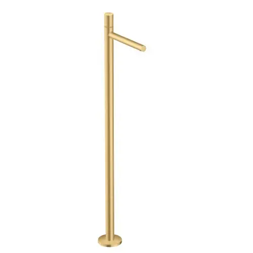 Bodenstehender Einhebel-Waschtischmischer in Brushed Gold Optic von AXOR mit seitlichem Hebel und ohne Ablaufgarnitur. Minimalistisches Design für moderne Badezimmer.